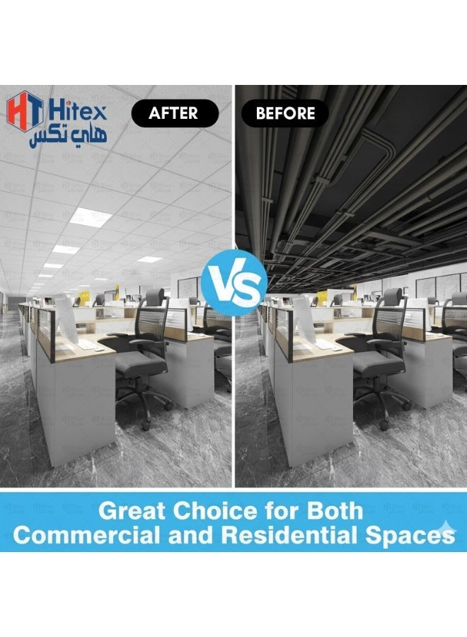 هيتكس بلاط سقف جبس - 600x600x7 مم، عبوة من ٨ قطع | ألواح سقف متينة سهلة التنظيف والمسح، مناسبة للمكاتب والمنازل والمستشفيات والاستخدامات التجارية - Image 5